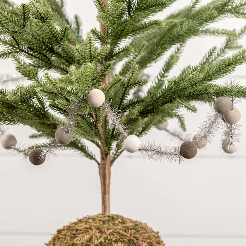 Flocked Velvet Holiday Tinsel Garland,Neutral