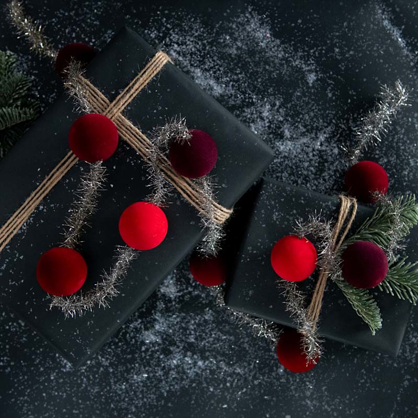 Flocked Velvet Holiday Tinsel Garland