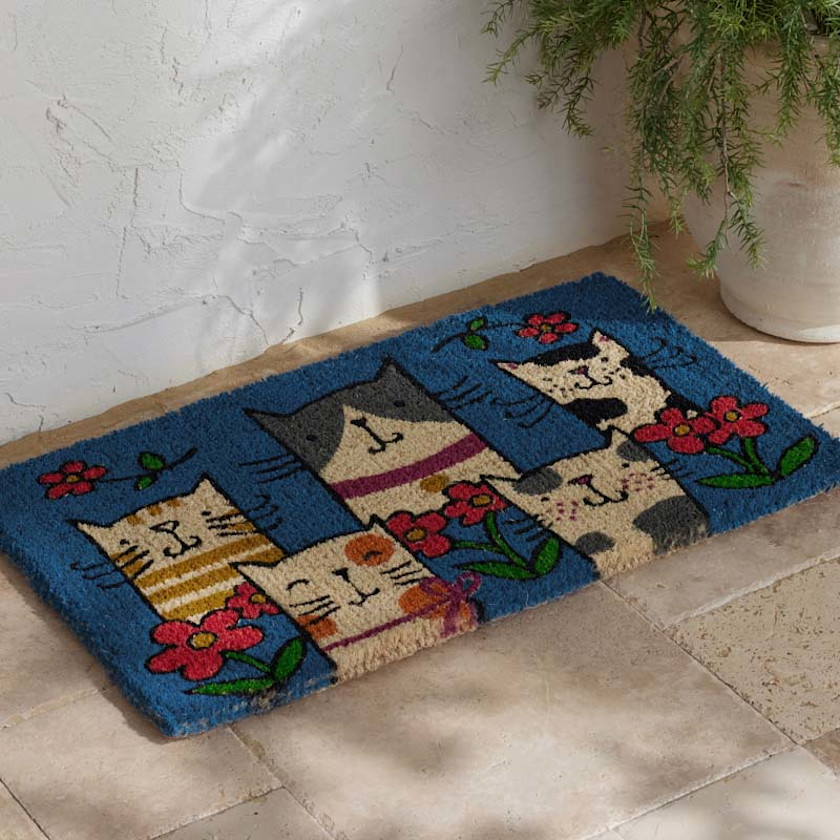 Summer Novelty Coir Doormat - Cat, 18 in. x 30 in.,Cat