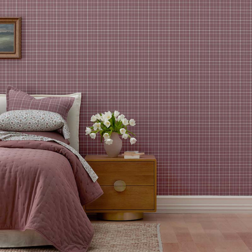 Plaid Removable Wallpaper - Brick, Swatch,Brick