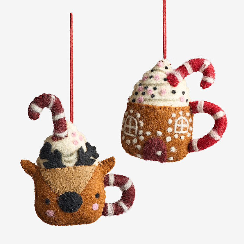 Holiday Felt Ornaments, Set of 2