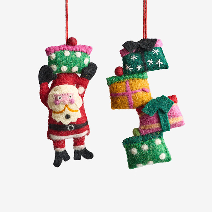 Holiday Felt Ornaments, Set of 2