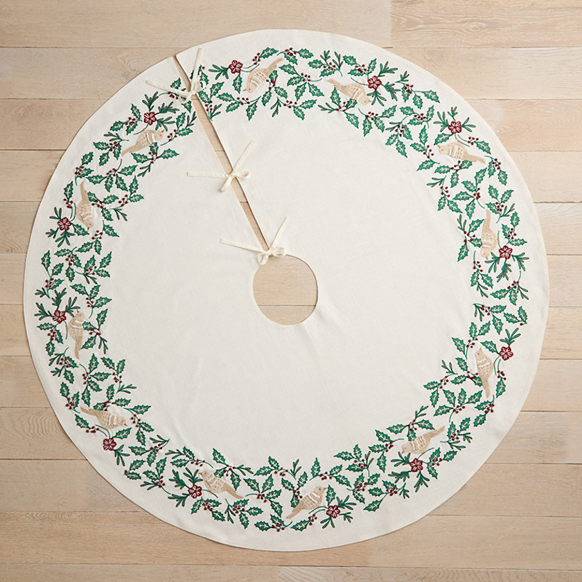 Holiday Tree Skirt,Bird Leaf