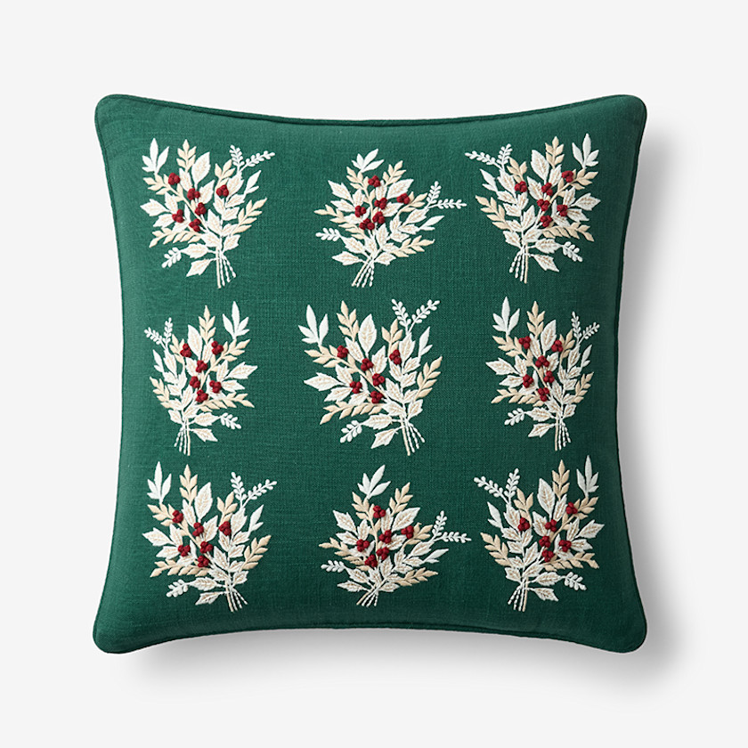 Holiday Decorative Pillow Cover,Berry Leaf