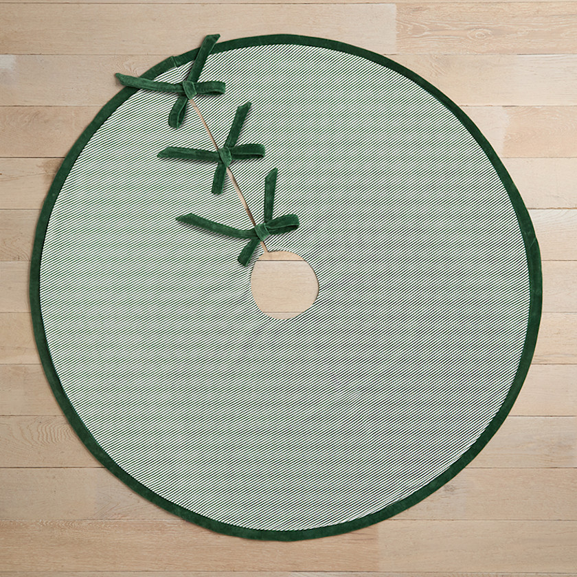 Stripe Dot Reversible Tree Skirt,Green