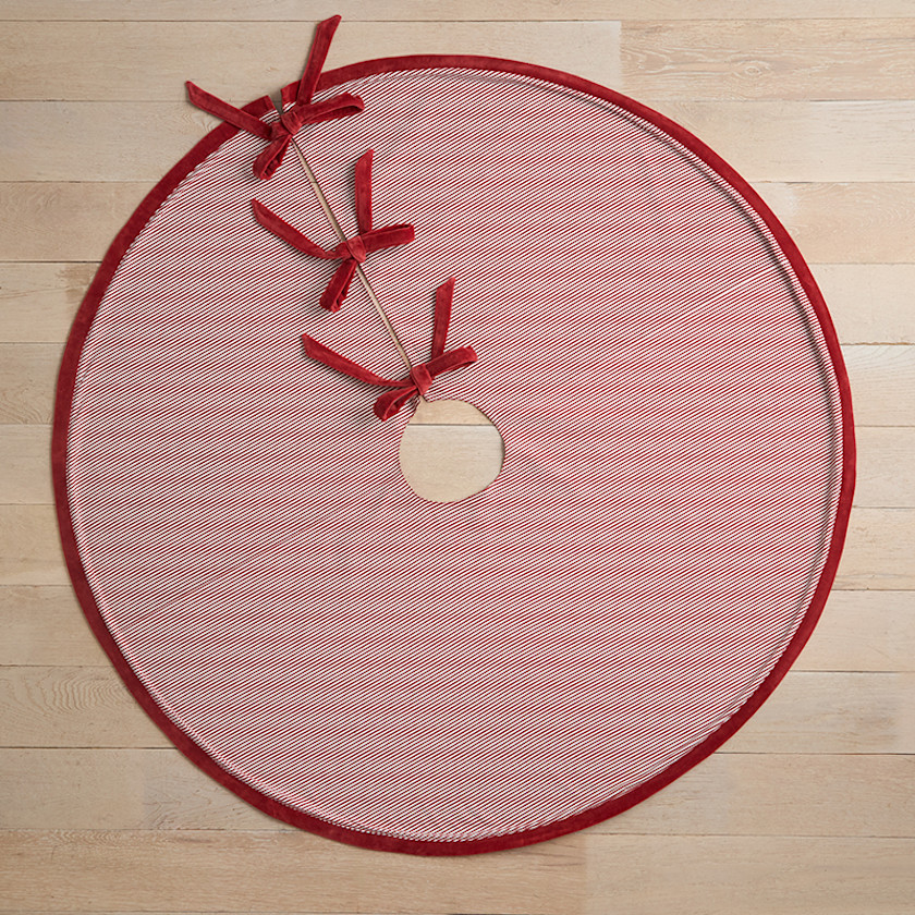 Stripe Dot Reversible Tree Skirt,Red