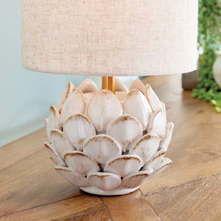 Artichoke Ceramic Table Lamp - White, Extra Small,White
