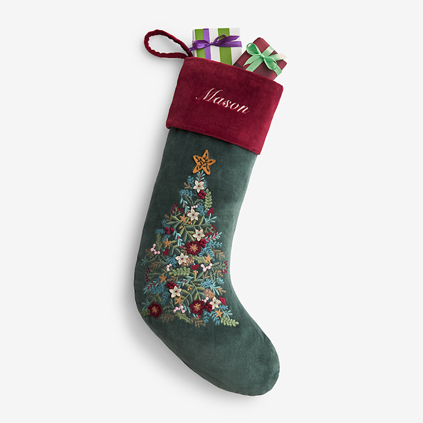 Velvet Embroidered Stocking