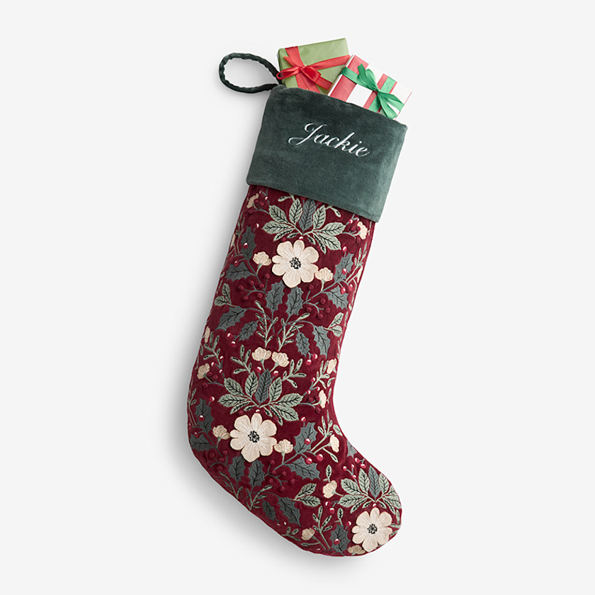 Velvet Embroidered Stocking