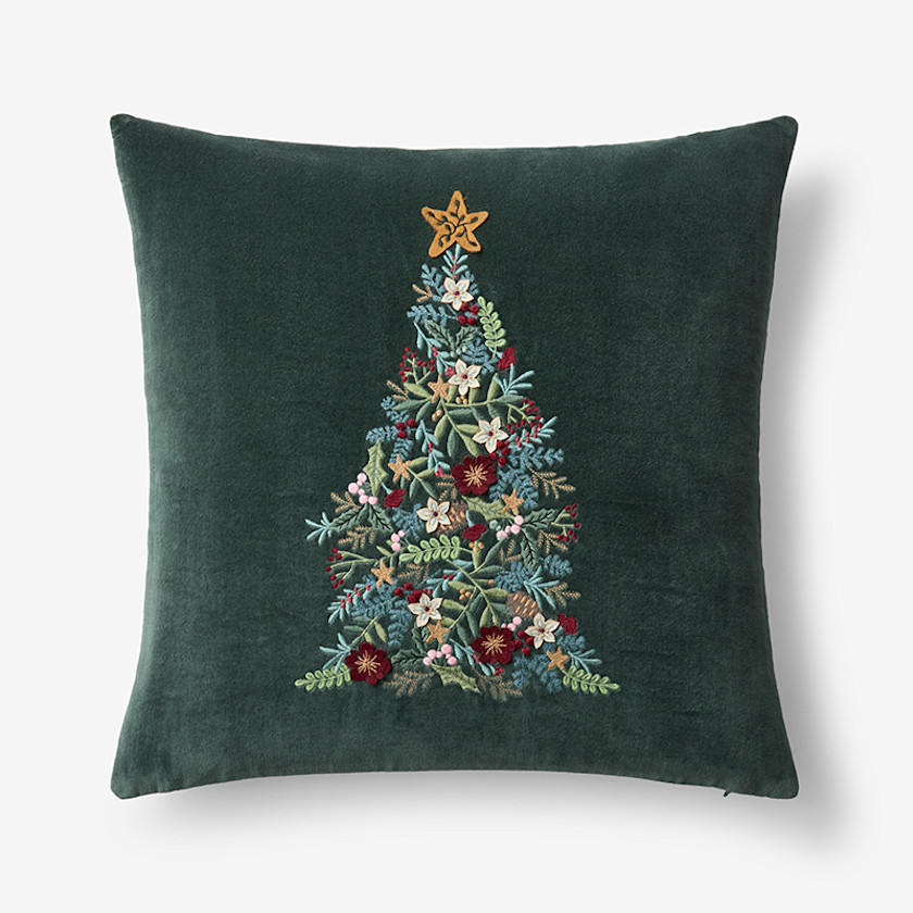 Velvet Embroidered Decorative Square Pillow Cover