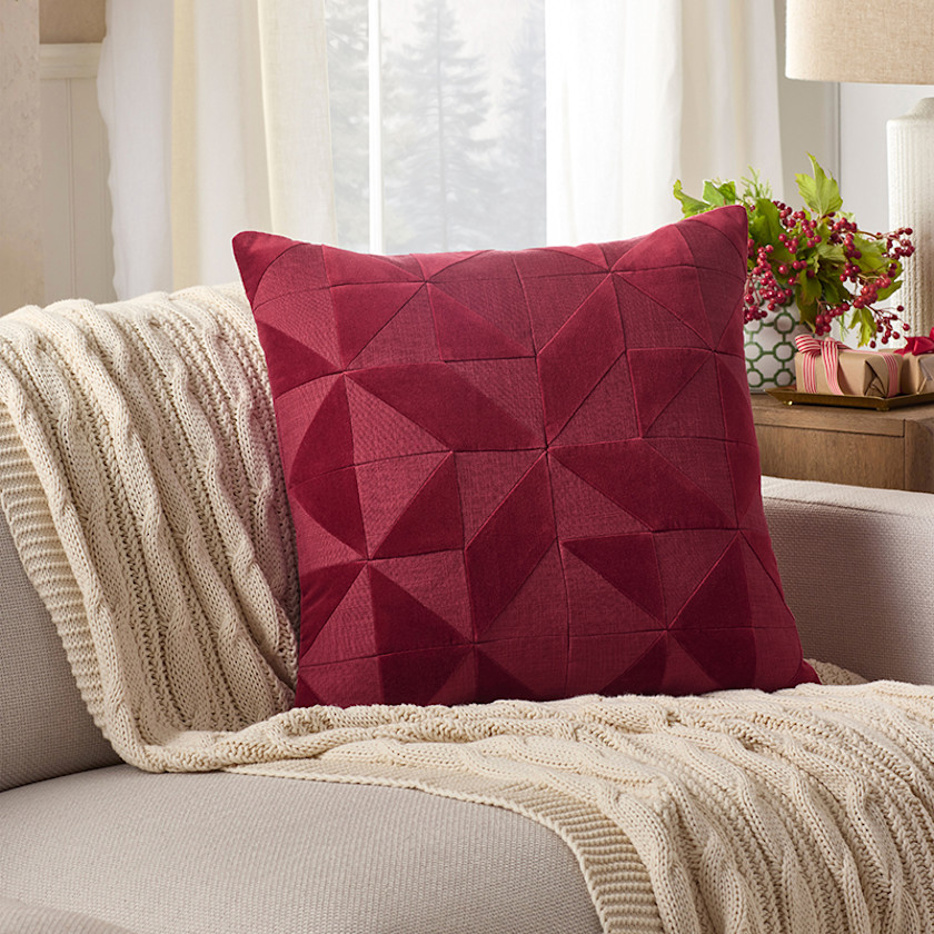 Velvet Decorative Square Pillow Cover,Red