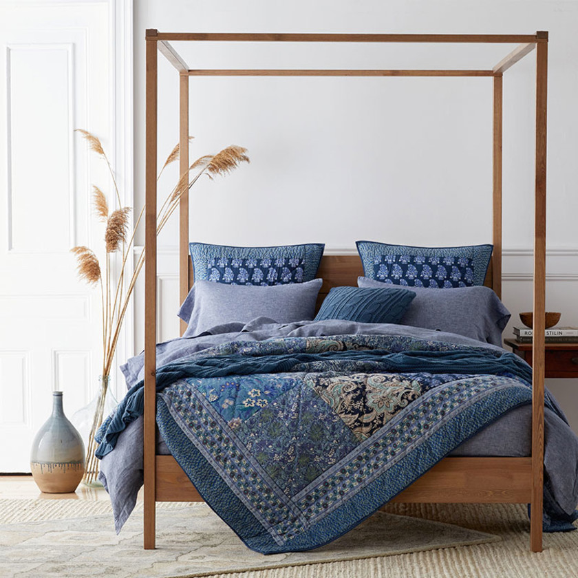 Classic Chunky Cable Knit Throw - Denim Blue,Denim Blue