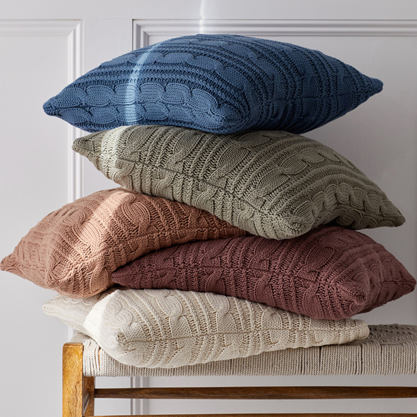 Chunky Cable Knit Decorative Pillow Cover - Natural,Natural
