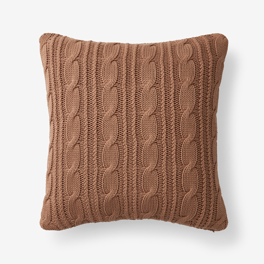 Chunky Cable Knit Decorative Pillow Cover - Caramel,Caramel