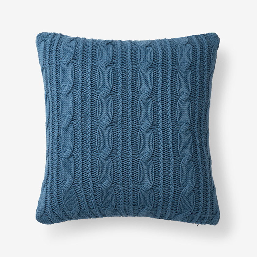 Chunky Cable Knit Decorative Pillow Cover - Denim Blue,Denim Blue