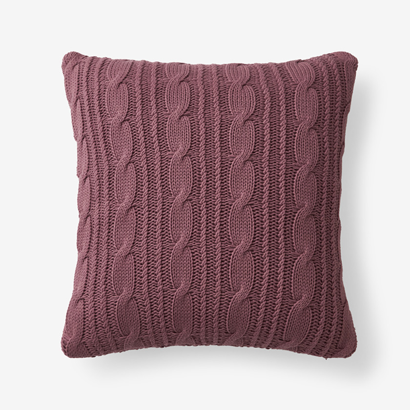 Chunky Cable Knit Decorative Pillow Cover - Rose,Rose