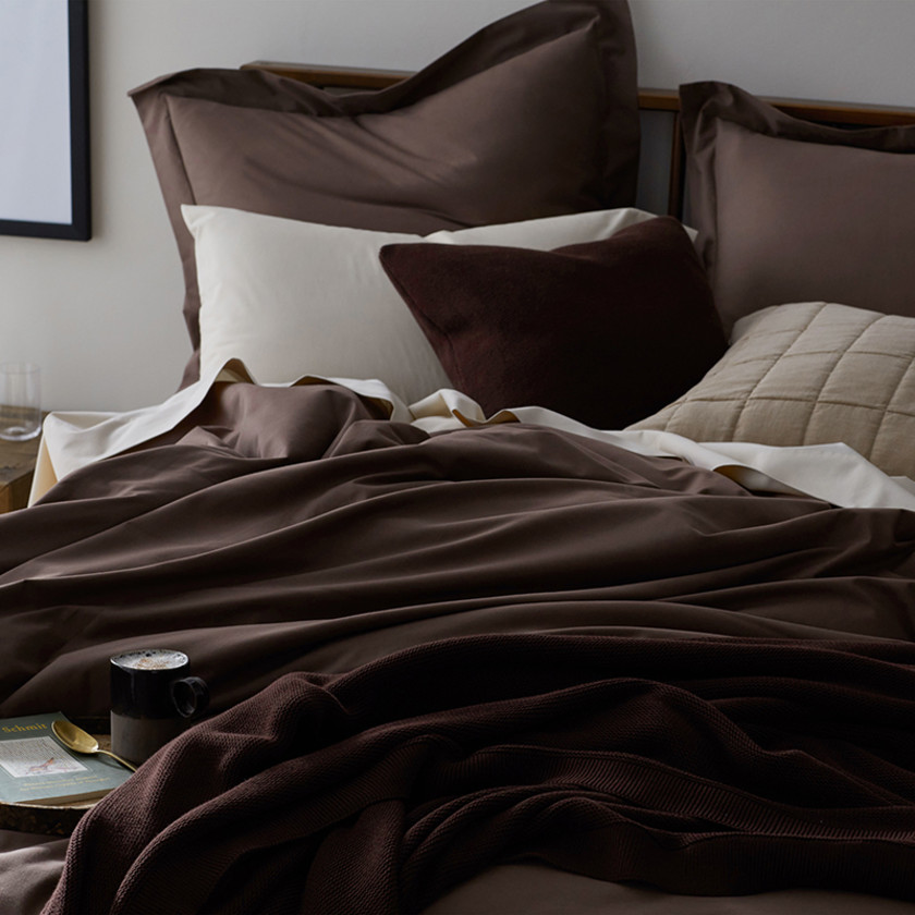 Classic All Season Breathable Cotton Knit Blanket,Brown