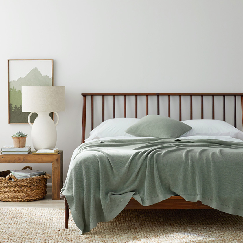 Classic All Season Breathable Cotton Knit Blanket,Green
