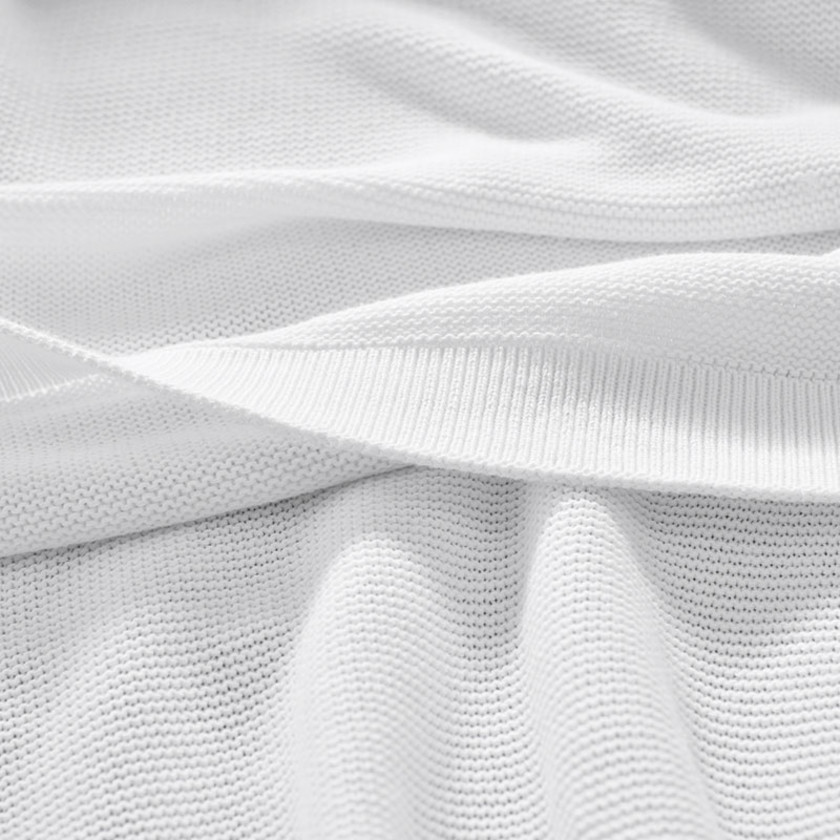 Classic All Season Breathable Cotton Knit Throw - White,White