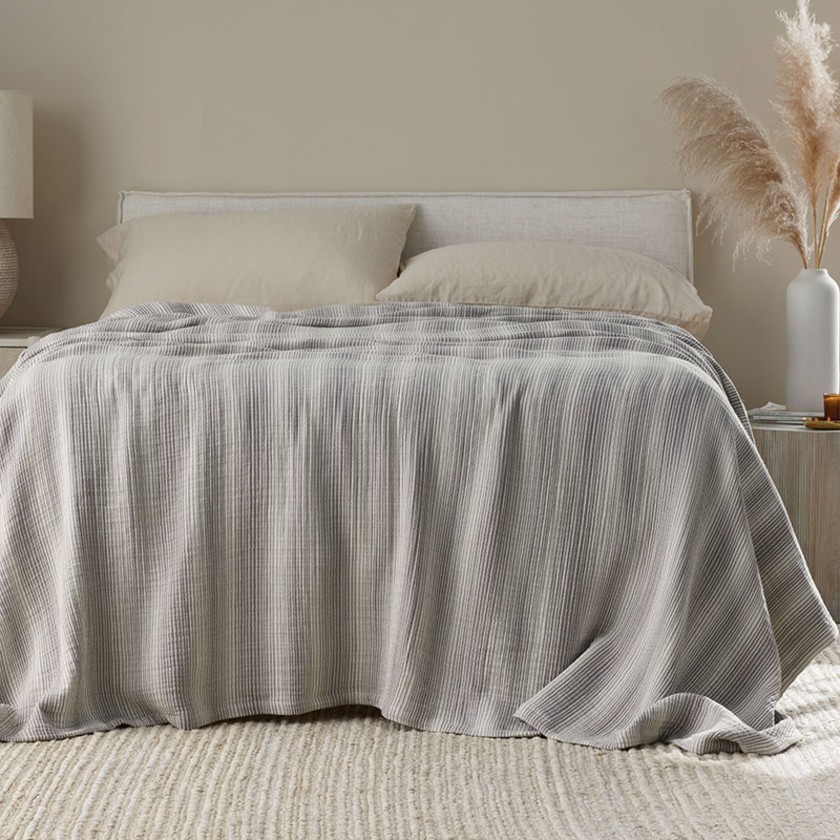 Emmeline Gauze Blanket - Gray, Twin/Twin XL,Gray