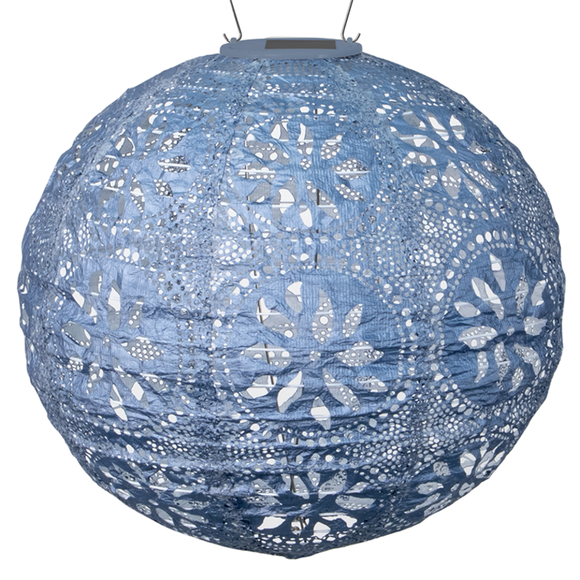 Soji™ Stella Boho Solar Outdoor Lantern - Metallic Blue,Metallic Blue Boho