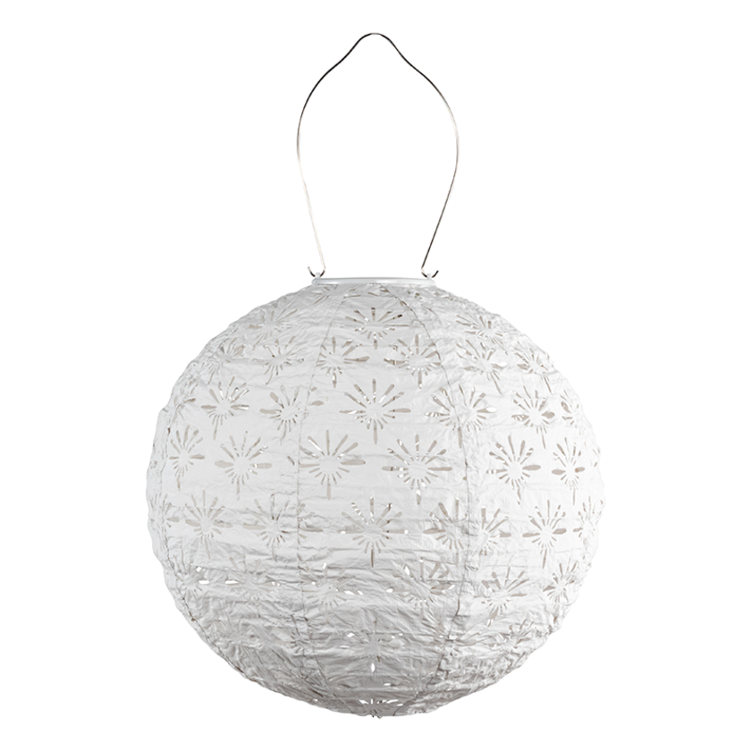 Soji™ Stella Deco Solar Outdoor Lantern - White, Floral,Floral