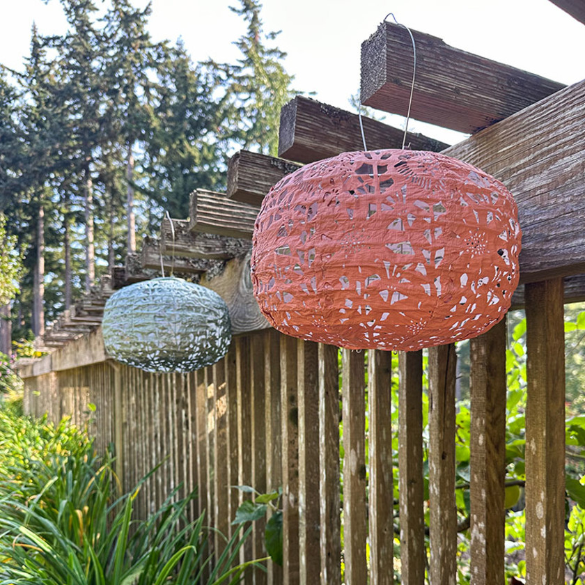 Soji Stella Sunflower Solar Outdoor Lantern Orange Coral Tyvek The Company Store