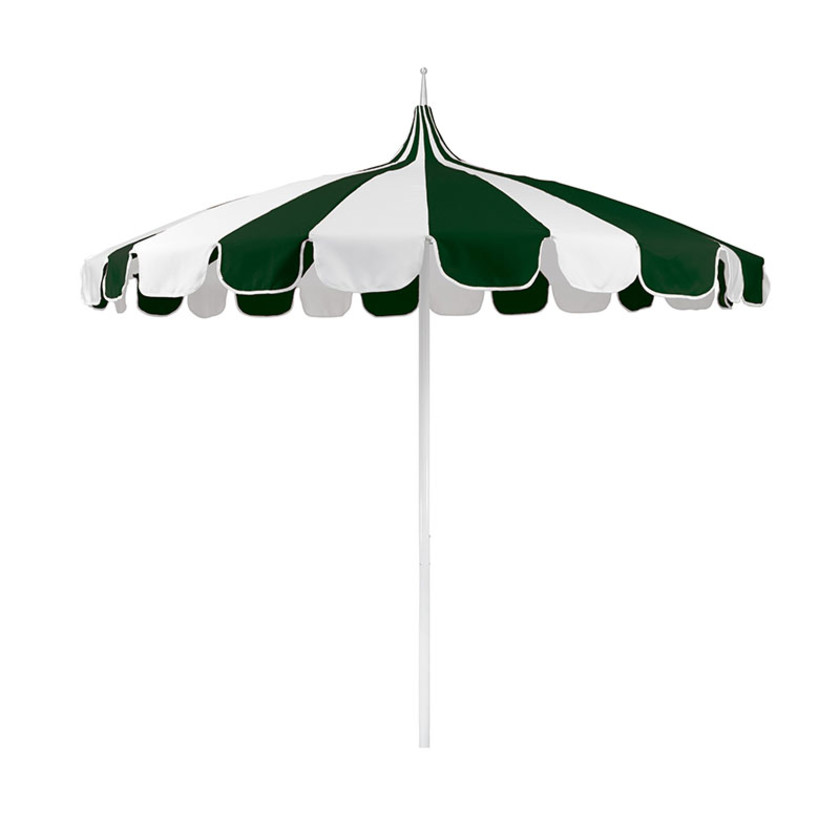 Round Two-Tone Pagoda Outdoor Patio Umbrella, Fiberglass with Push Lift