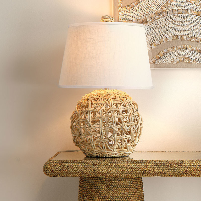 Crisscross Corn Rope Table Lamp - Natural, OS,Natural