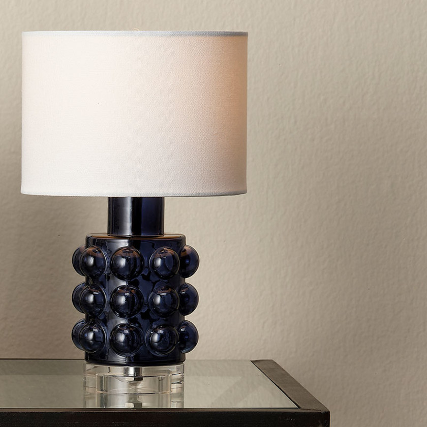 Handcrafted Modern Glass Table Lamp - Blue, OS,Blue