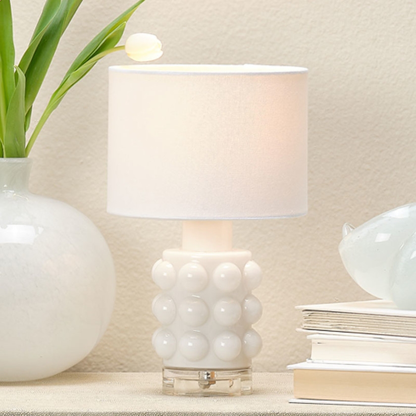 Handcrafted Modern Glass Table Lamp - White, OS,White