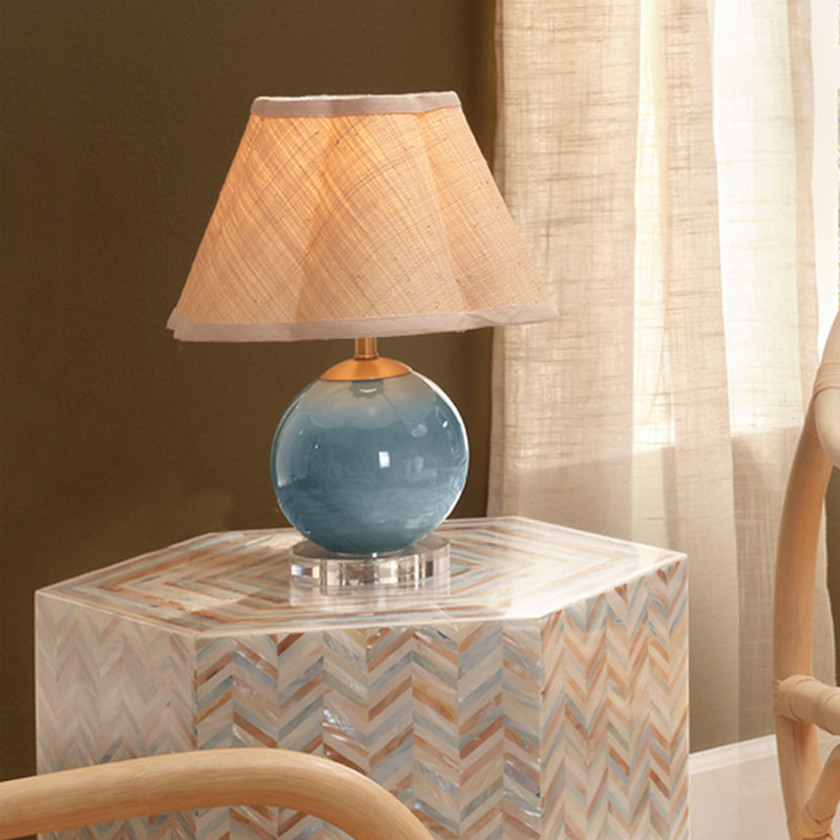 Handblown Glass Table Lamp - Blue,Blue