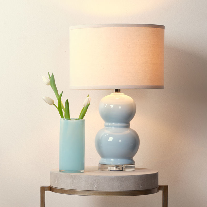Handblown Glass Globe Table Lamp - Lightblue,Light Blue