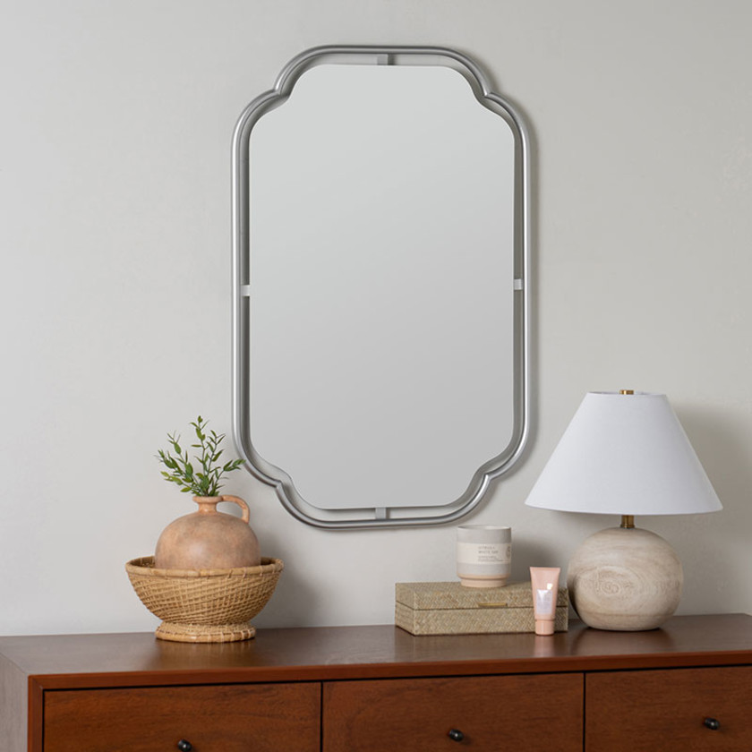 Gilded Floating Frame Wall Mirror - Silver,Silver