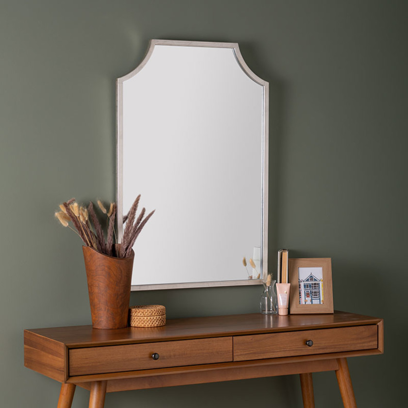 Gilded Arched Frame Wall Mirror - Silver,Silver