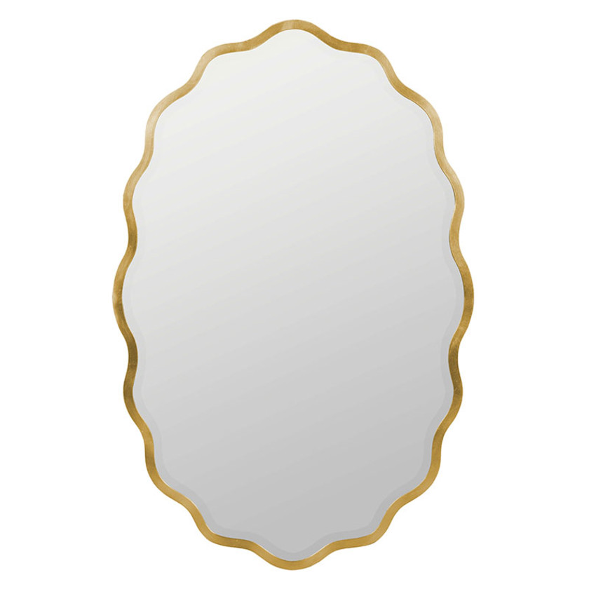 Oval Scalloped Metal Frame Wall Mirror