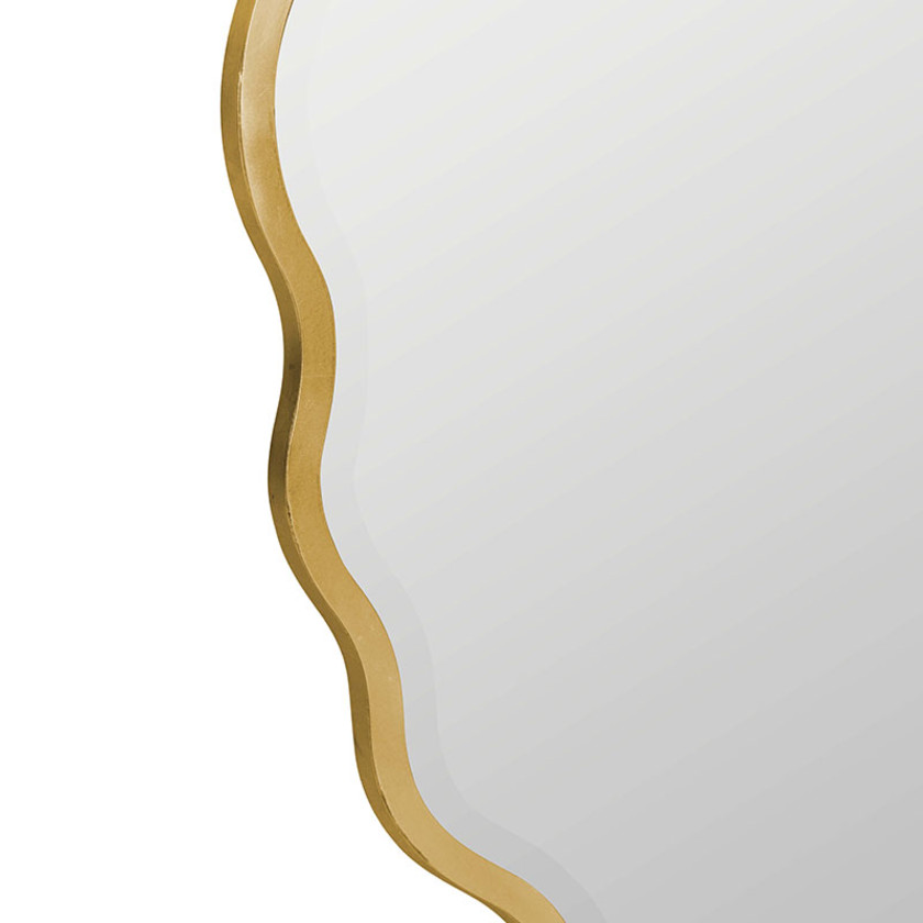 Oval Scalloped Metal Frame Wall Mirror - Gold,Gold