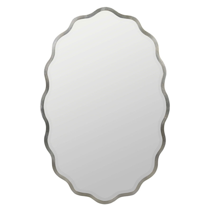 Oval Scalloped Metal Frame Wall Mirror