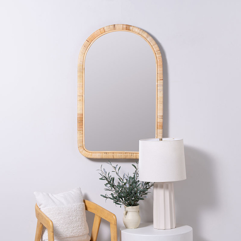 Arched Rattan Wall Mirror - Natural,Natural
