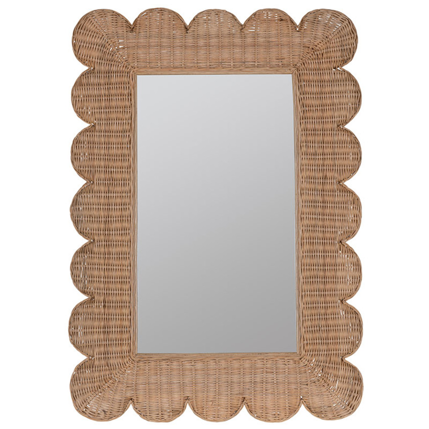 Scalloped Rattan Wall Mirror