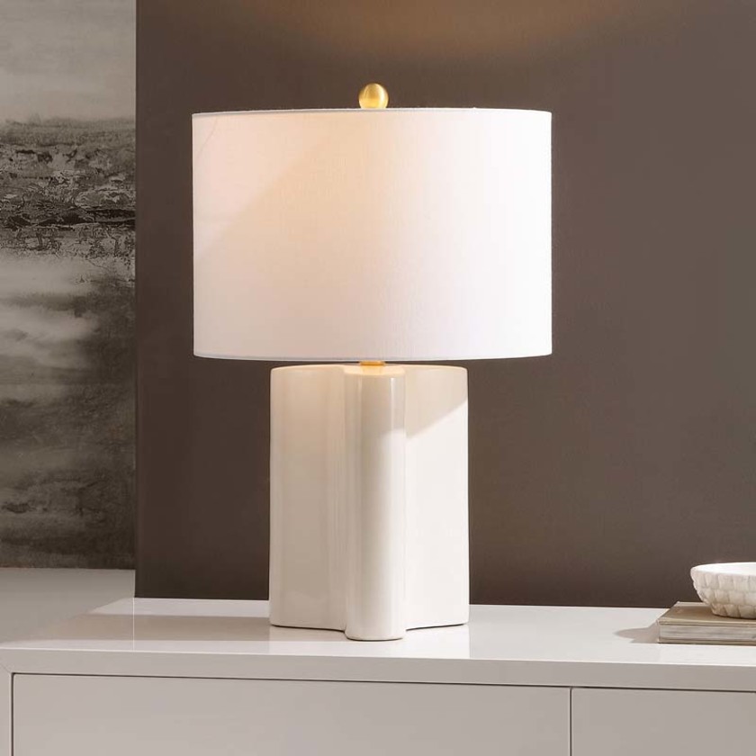 Geometric Ceramic Table Lamp,Cream