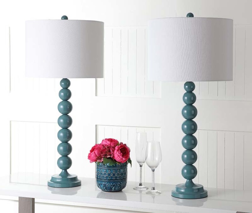 Beaded Table Lamp, Set of 2 - Blue,Blue