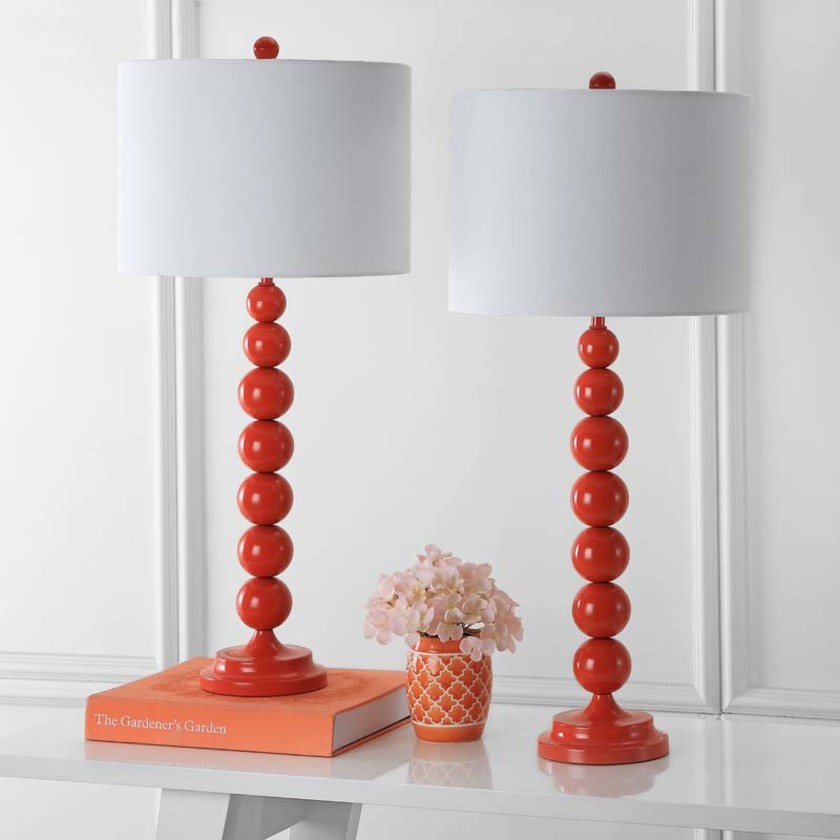 Beaded Table Lamp, Set of 2 - Red,Red