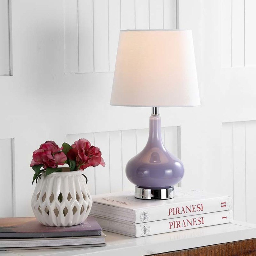 Curved Glass Table Lamp - Purple, OS,Purple