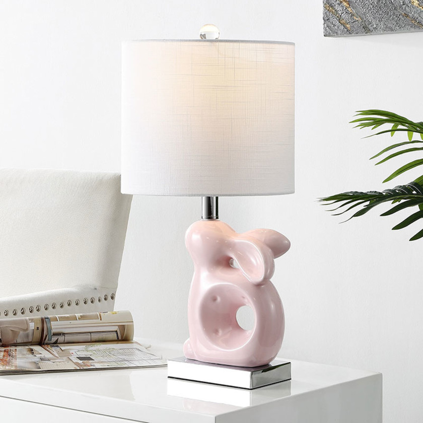 Ceramic Animal Table Lamp - Pink, Bunny,Pink Bunny