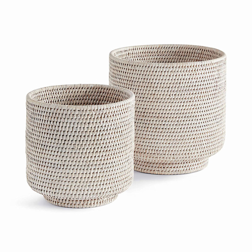 Handwoven Rattan Cachepots, Set of 2