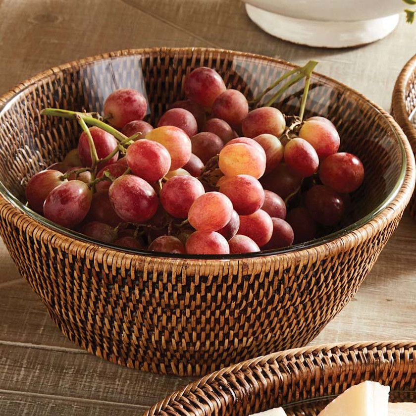 Handwoven Rattan Decorative Bowl,Brown