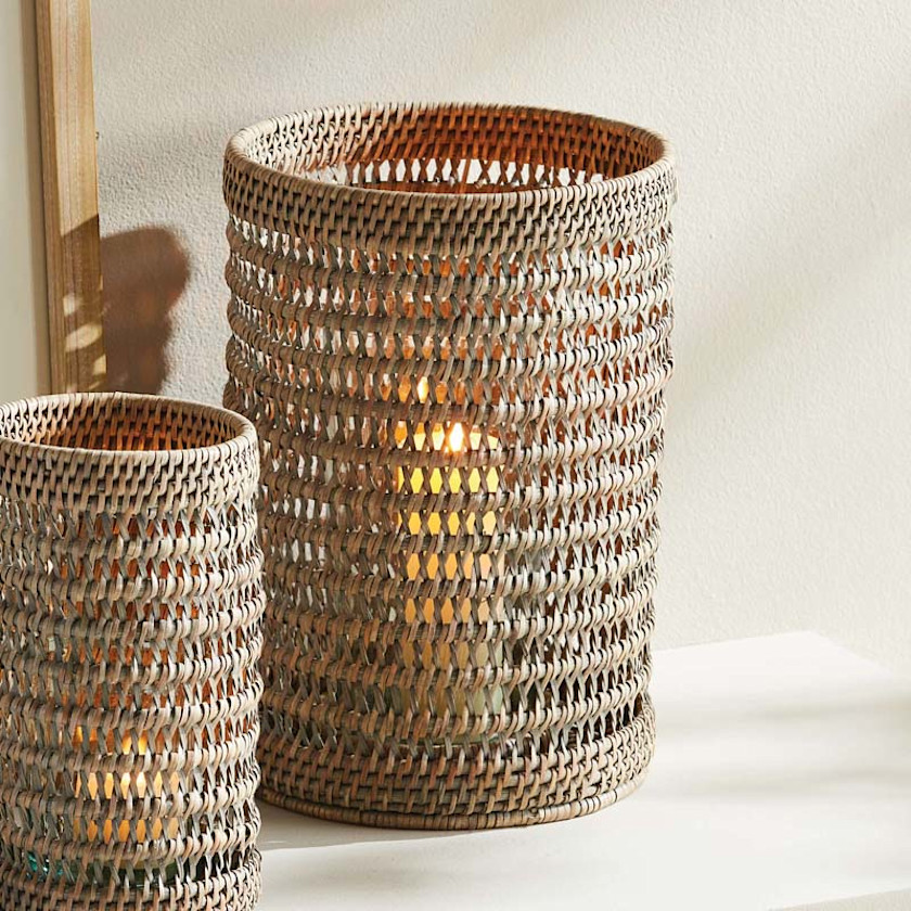 Handwoven Rattan Hurricane,Brown