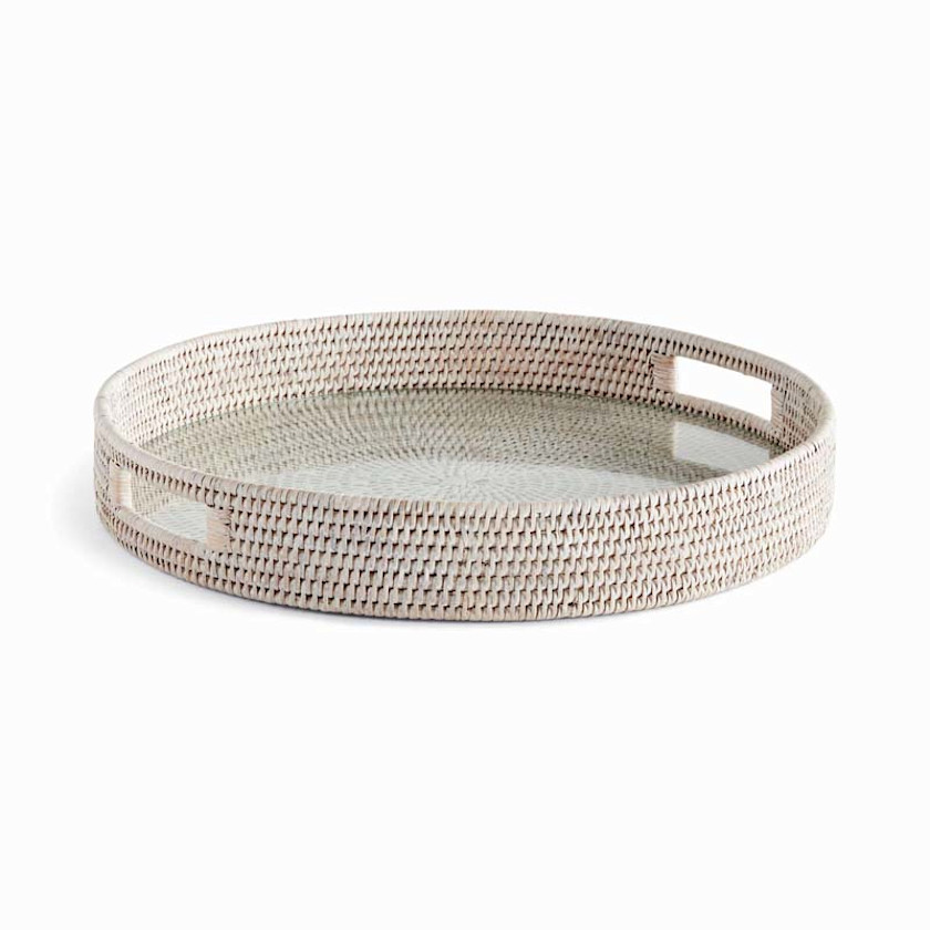 Handwoven Rattan Round Decor Tray