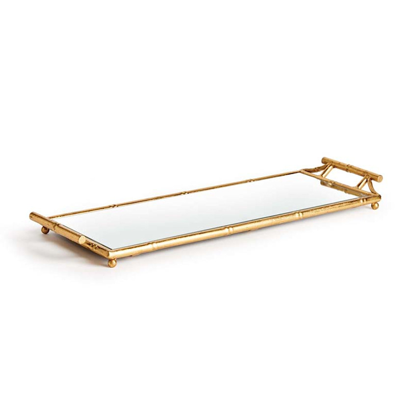 Faux Bamboo Mirrored Decor Tray